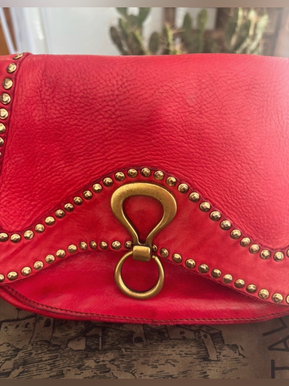 Rare Campomaggi Dark Pink Studded Italian Leather Shoulder Bag w/dustbag! - Picture 4 of 9